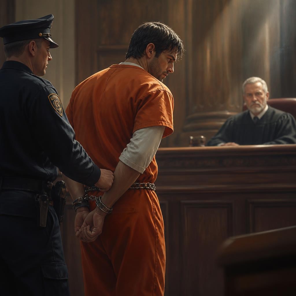Illustration for the English word “convict”