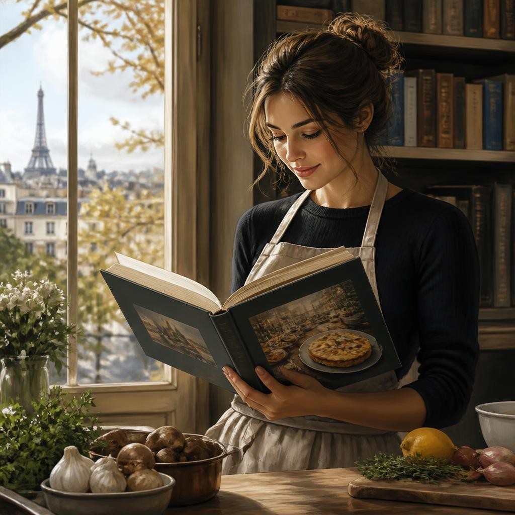 Illustration for the English word “cookbook”