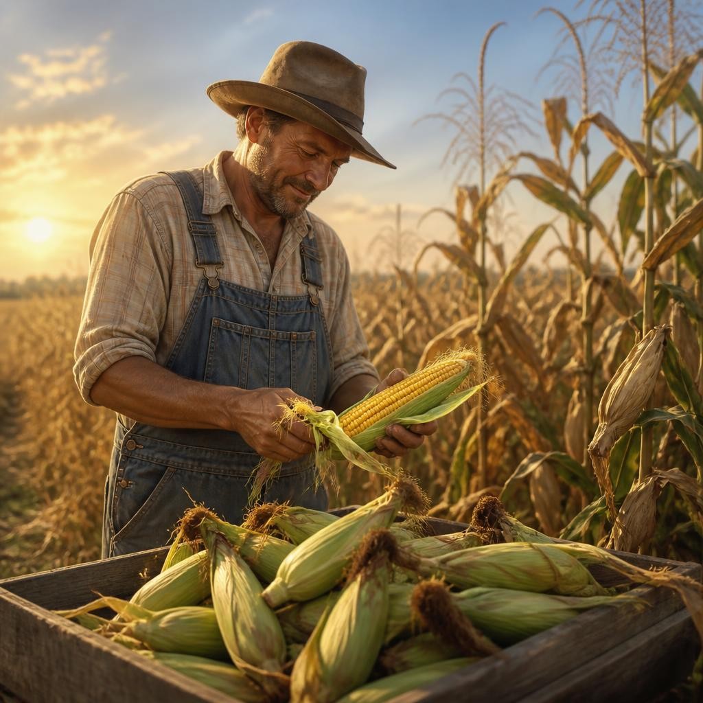 Illustration for the English word “corn”