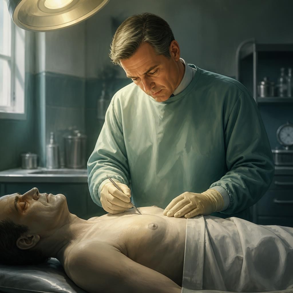 Illustration for the English word “coroner”