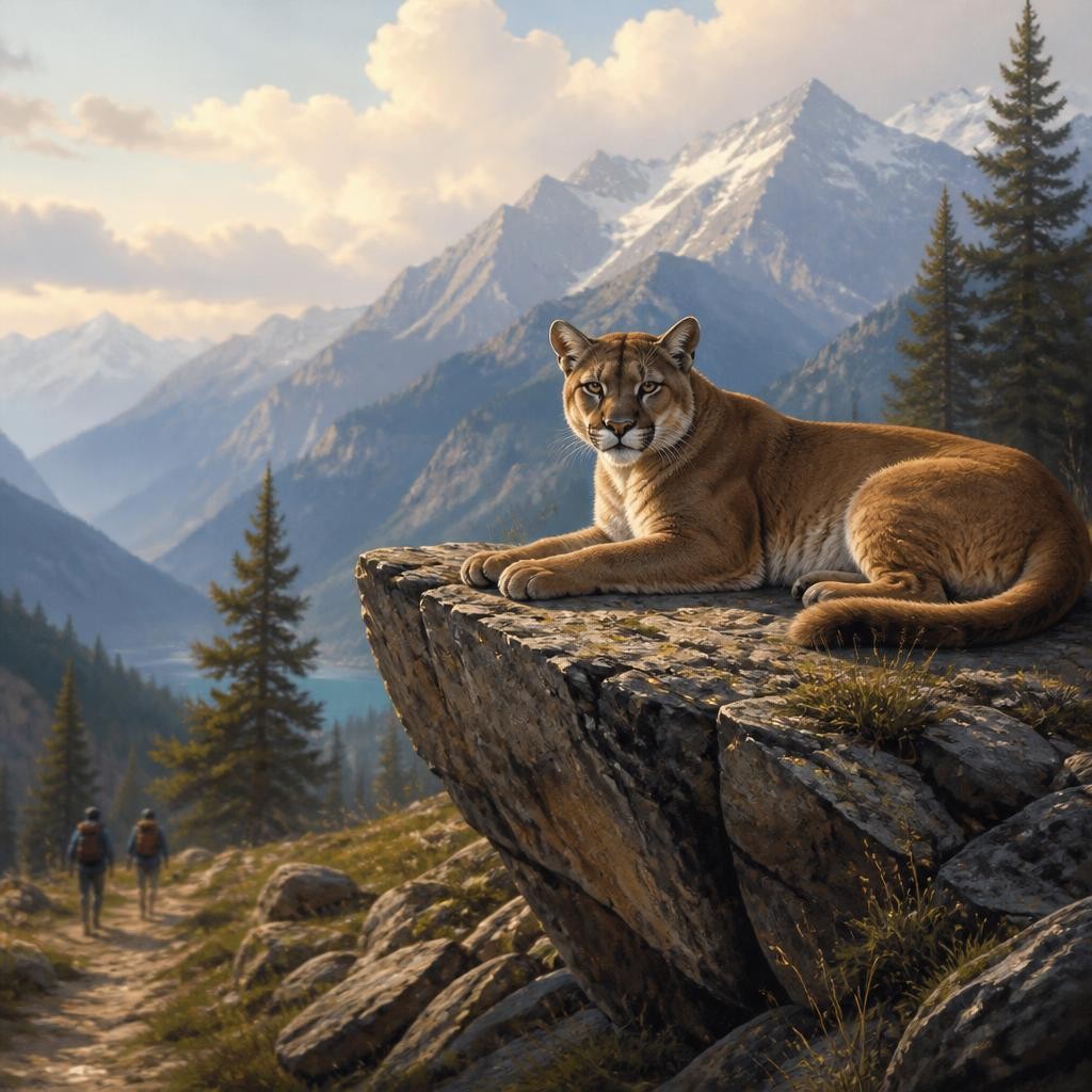 Illustration for the English word “cougar”