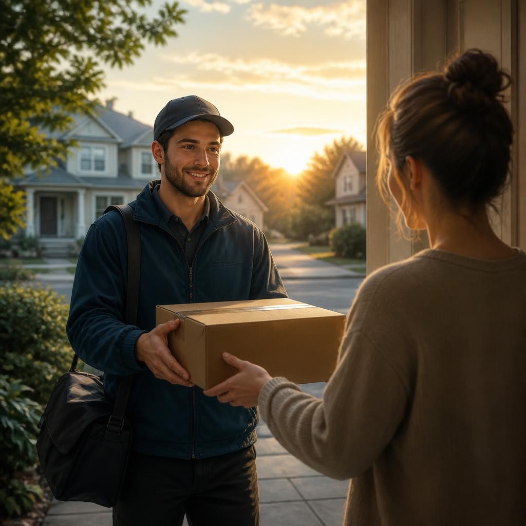 Illustration for the English word “courier”