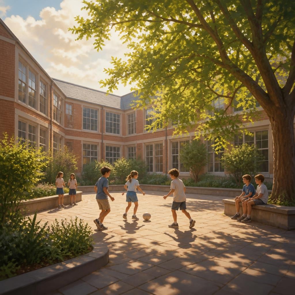 Illustration for the English word “courtyard”