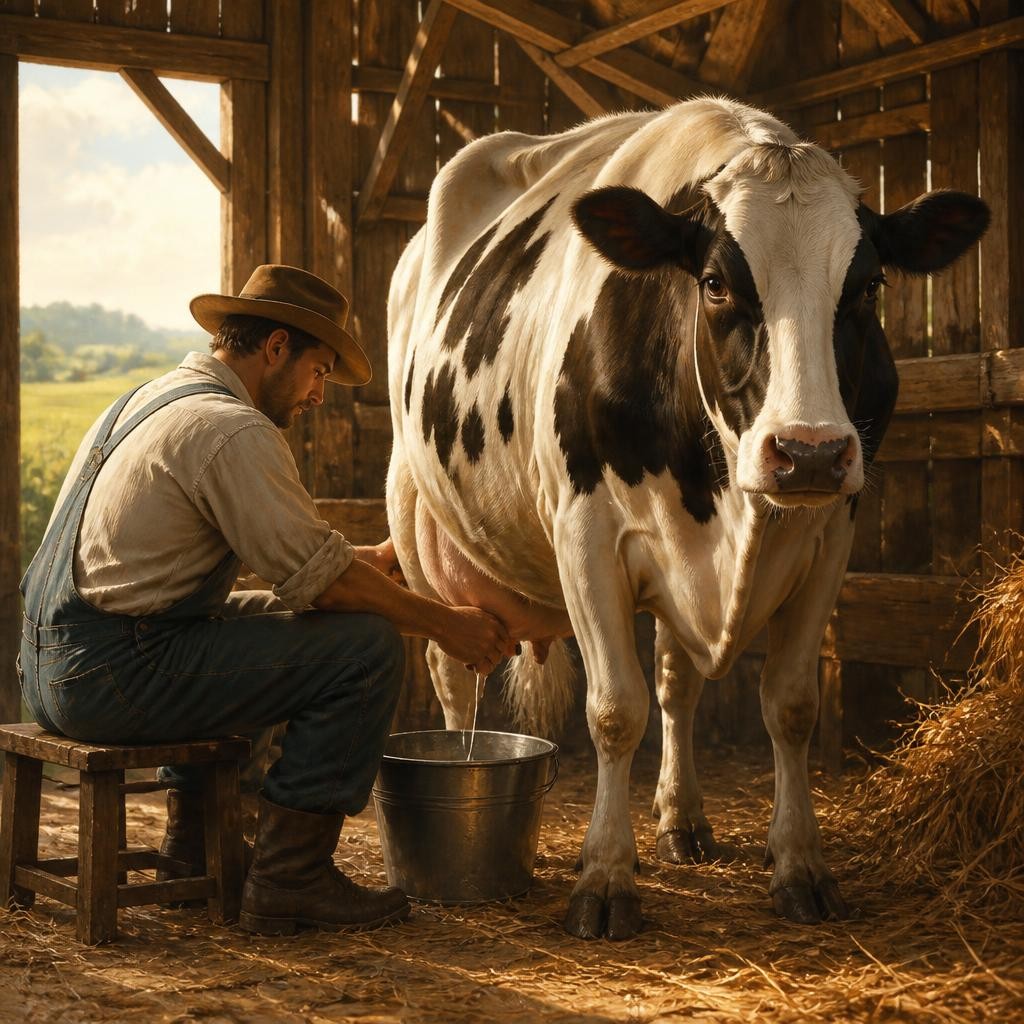 Illustration for the English word “cow”
