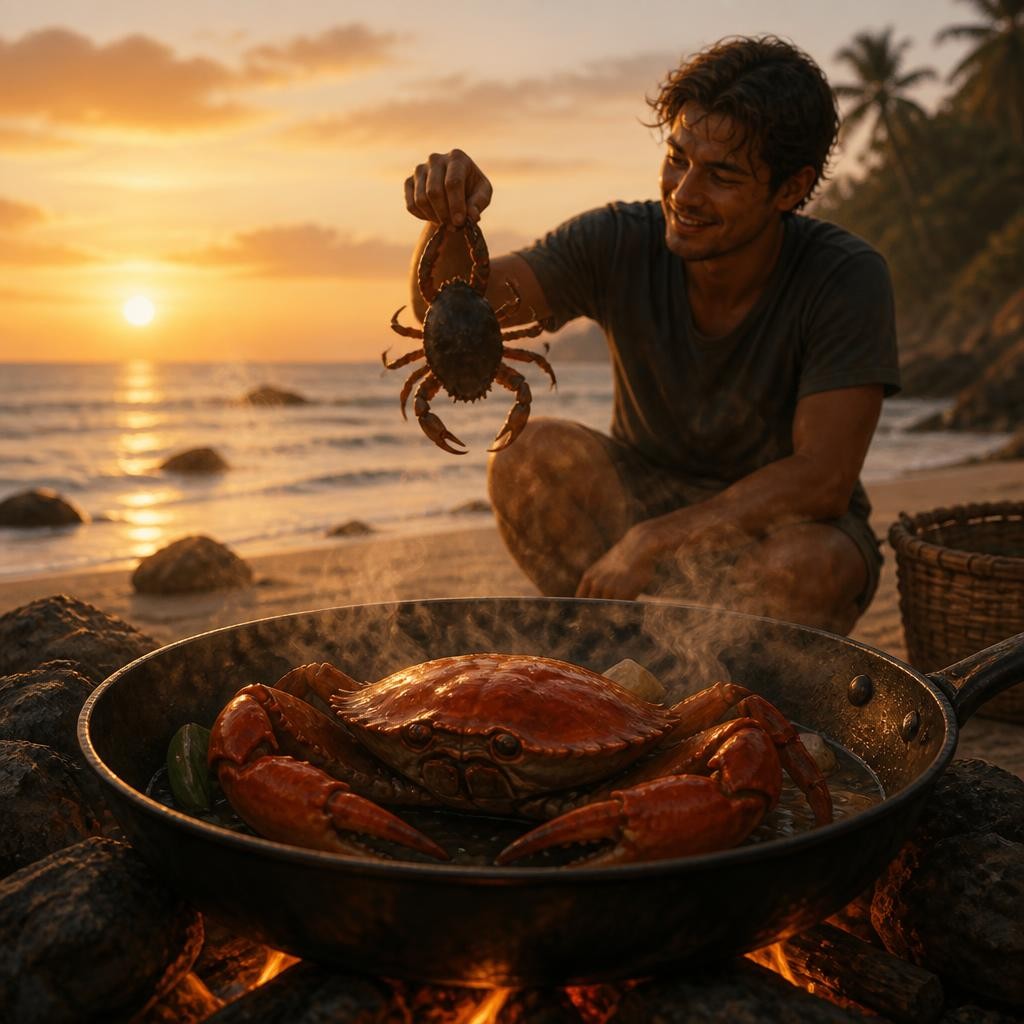 Illustration for the English word “crab”