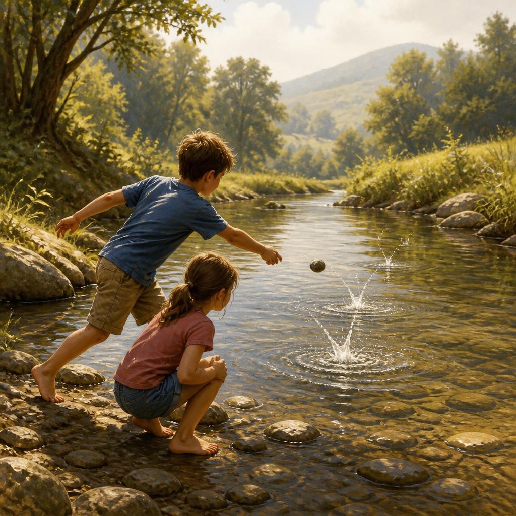 Illustration for the English word “creek”