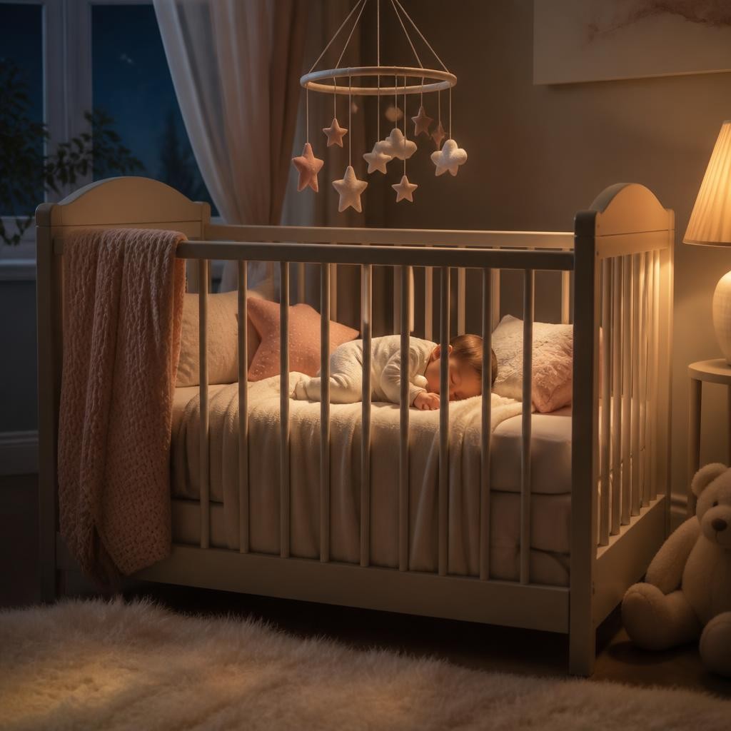 Illustration for the English word “crib”