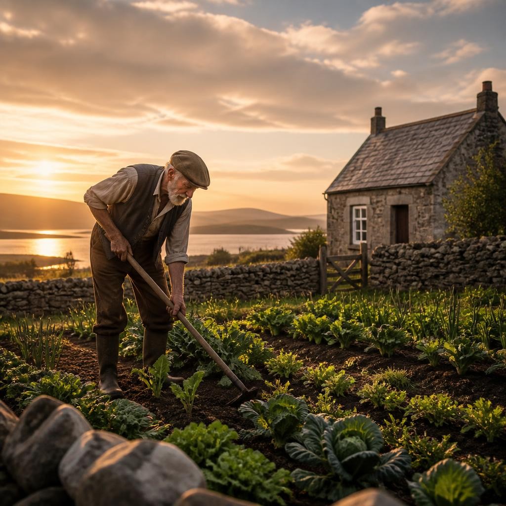 Illustration for the English word “croft”
