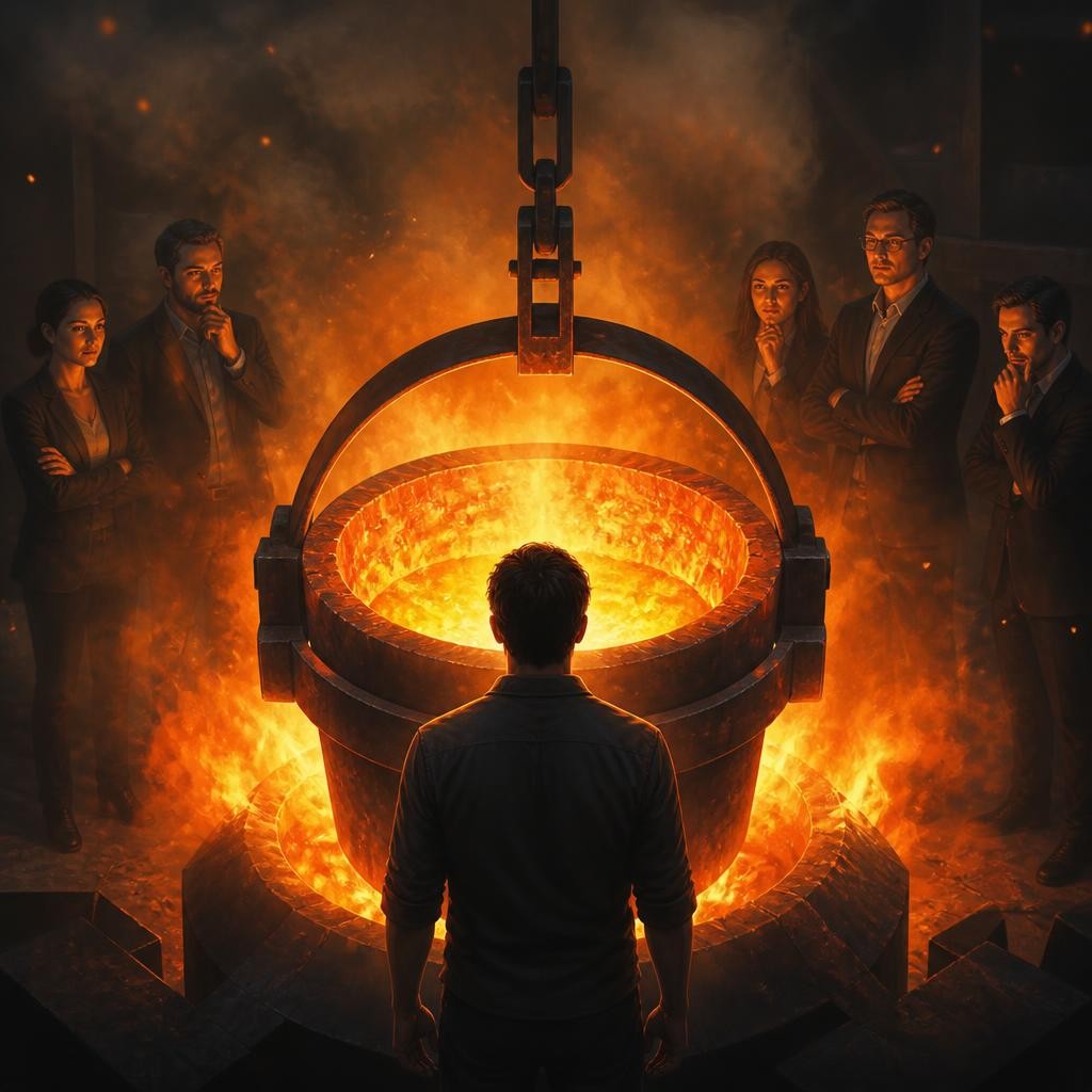 Illustration for the English word “crucible”