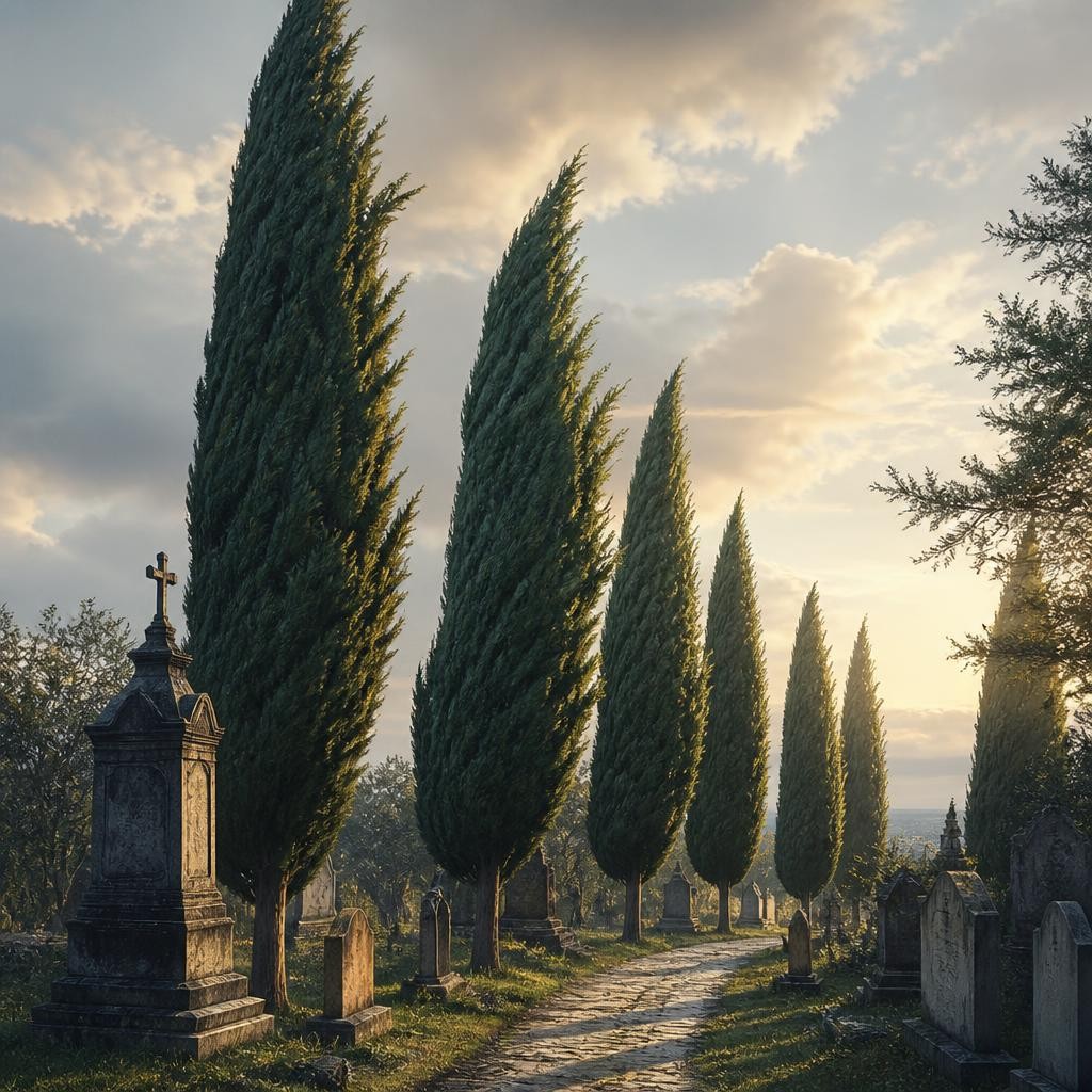 Illustration for the English word “cypress”