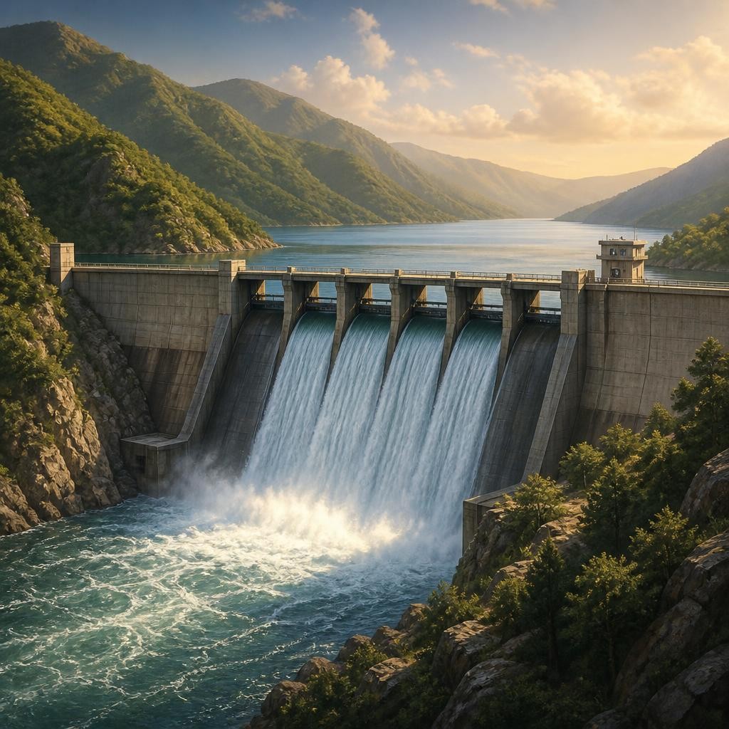 Illustration for the English word “dam”