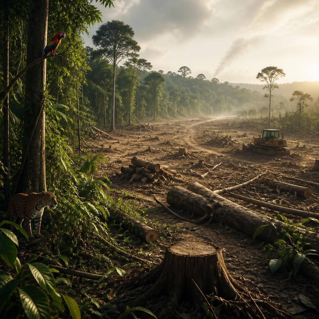 Illustration for the English word “deforestation”