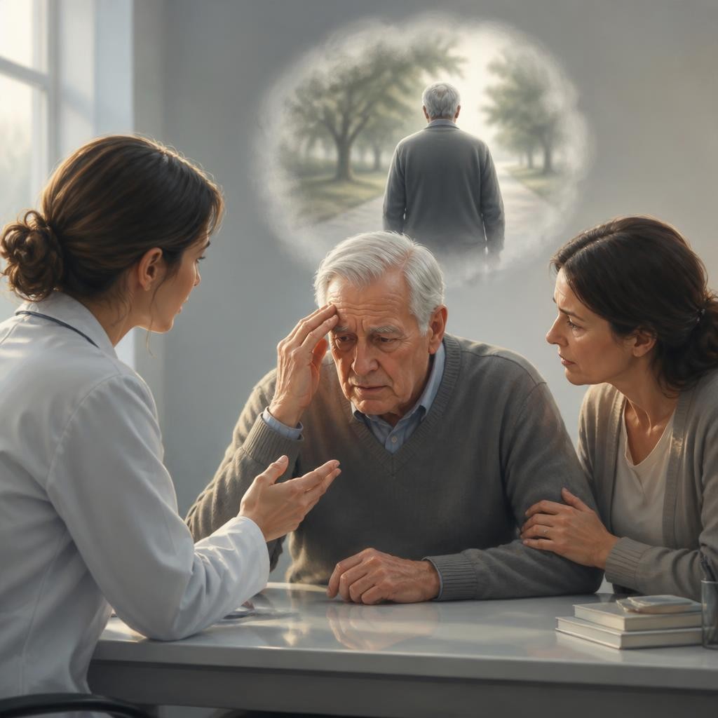 Illustration for the English word “dementia”