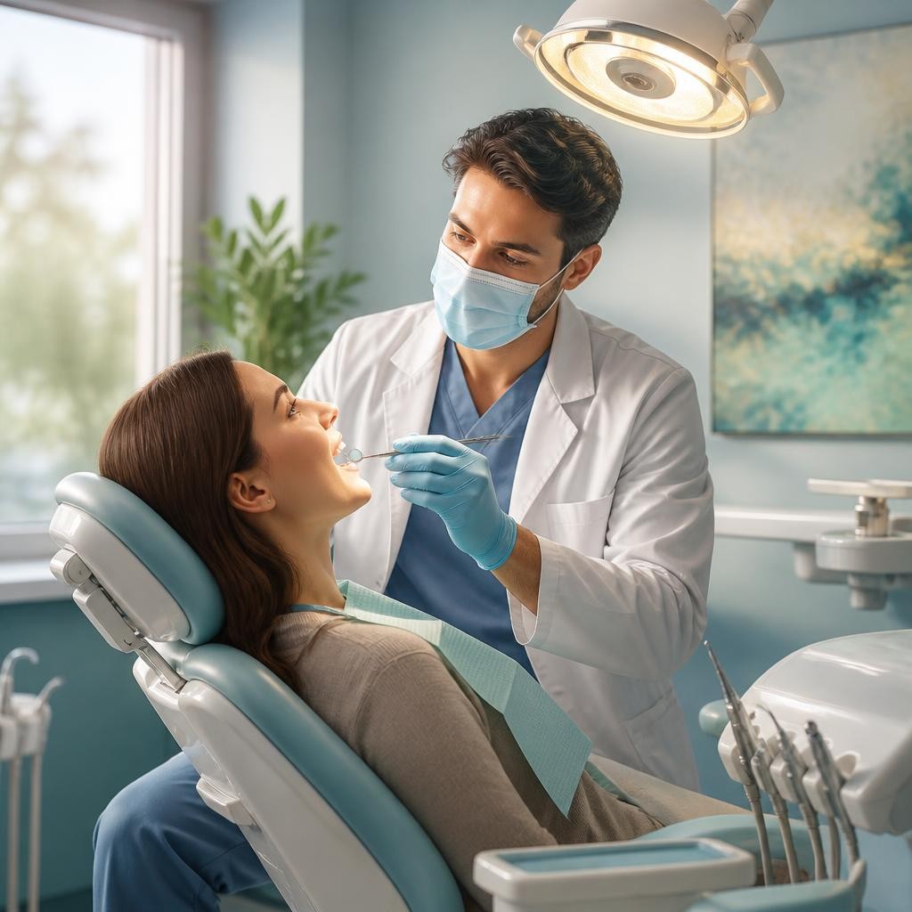 Illustration for the English word “dentist”