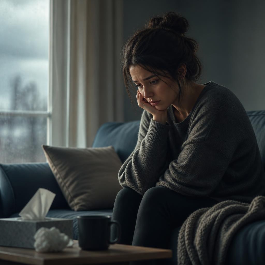 Illustration for the English word “depressed”