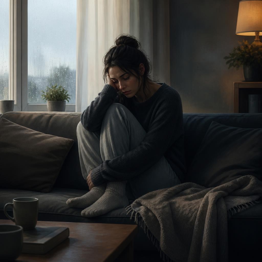 Illustration for the English word “depressive”