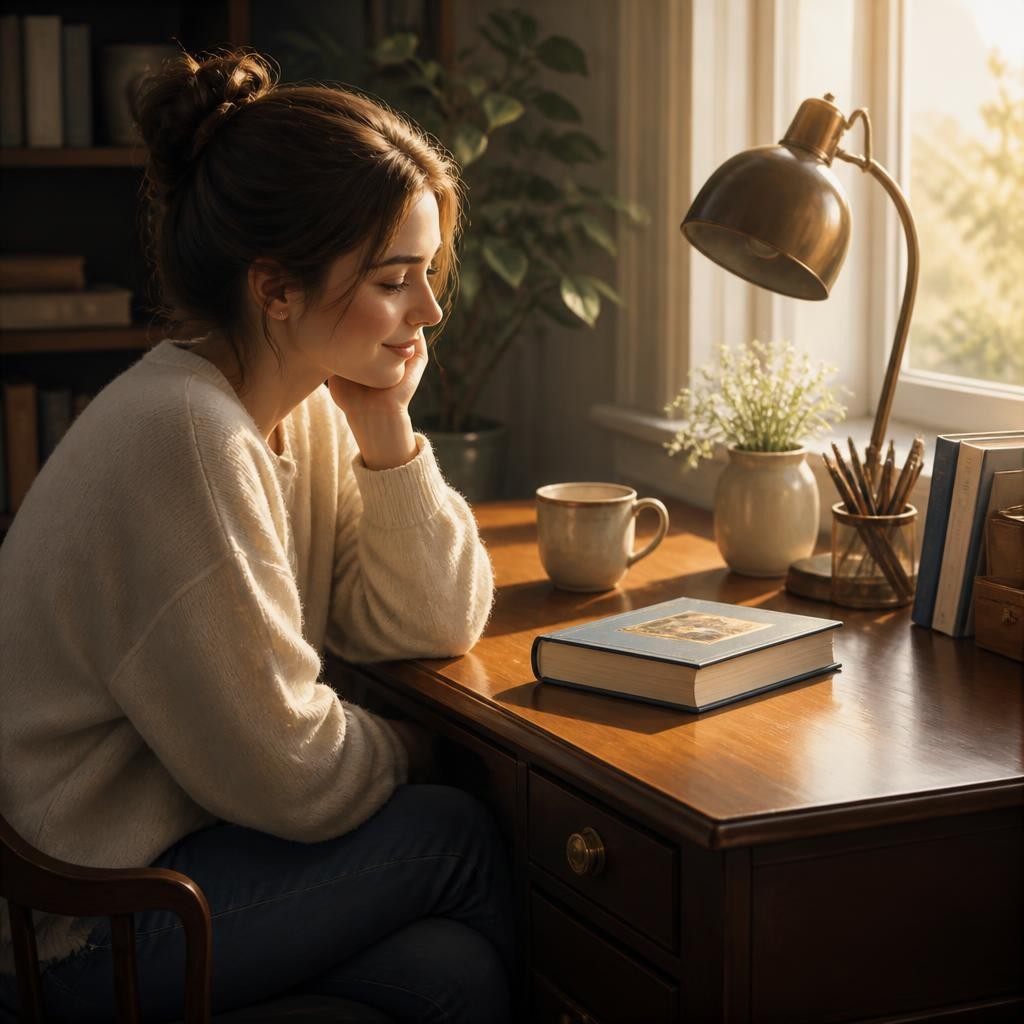 Illustration for the English word “desk”