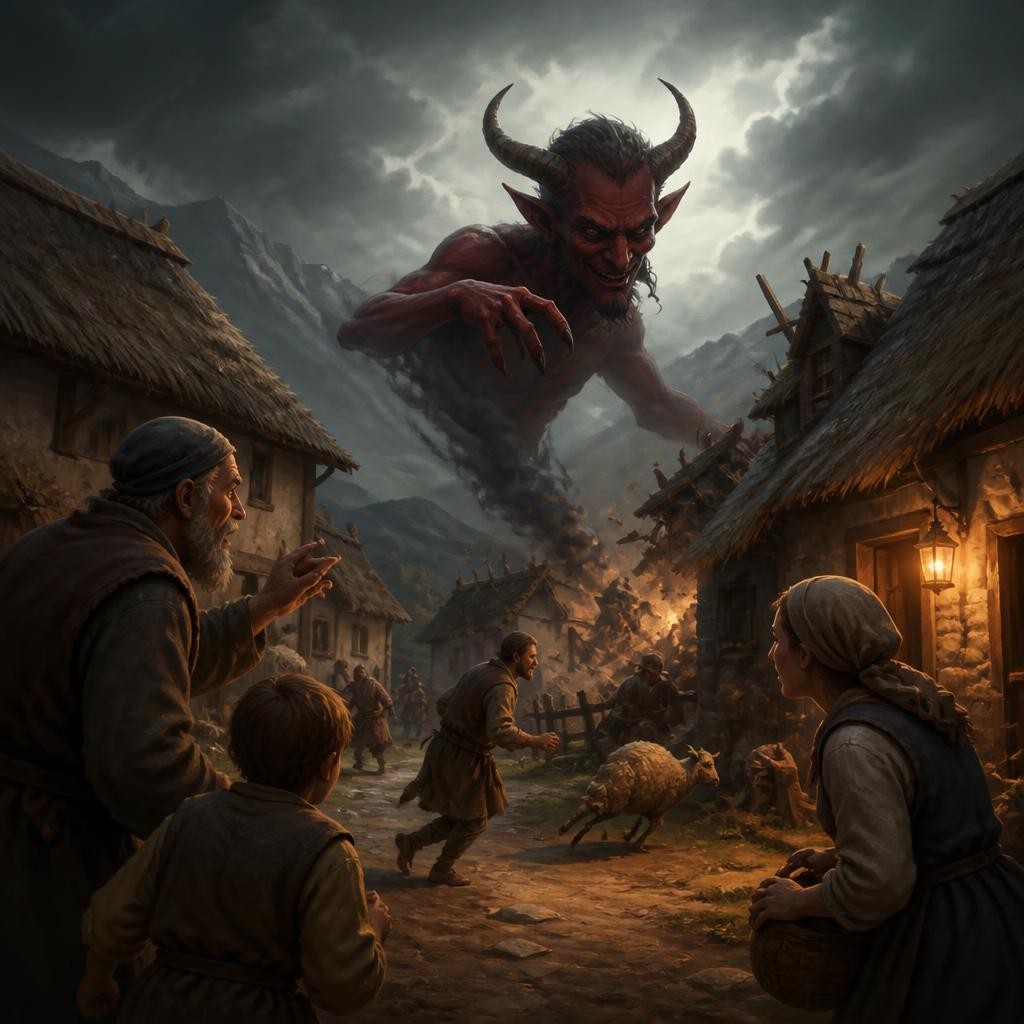 Illustration for the English word “devil”