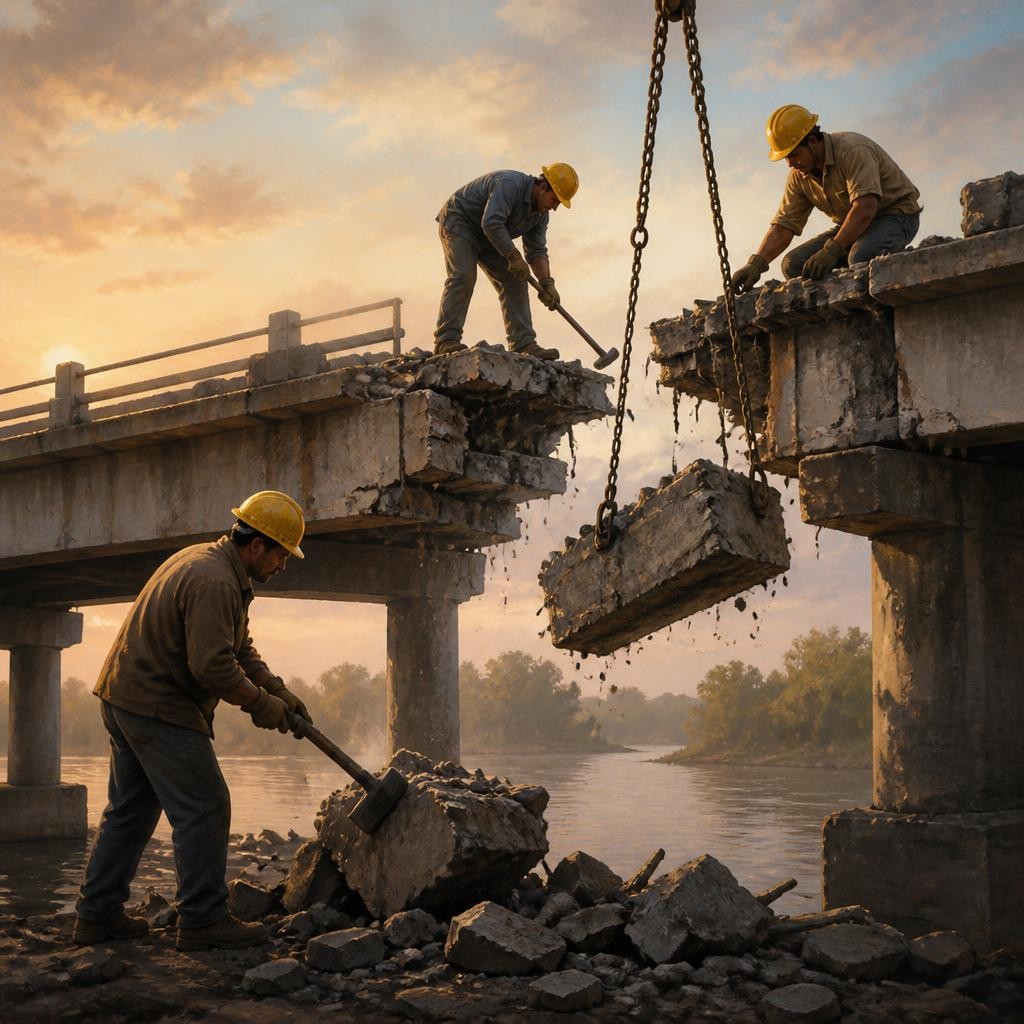 Illustration for the English word “dismantle”