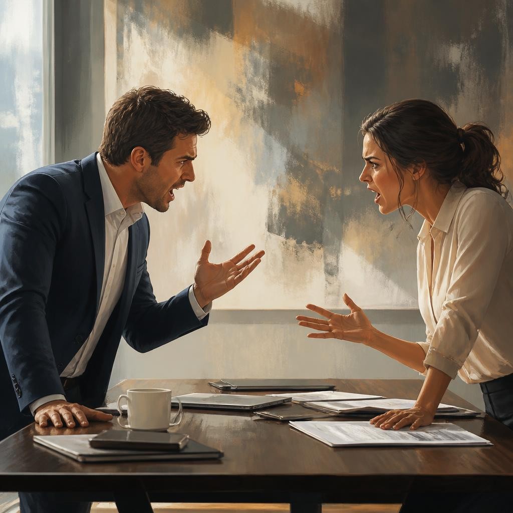 Illustration for the English word “dispute”