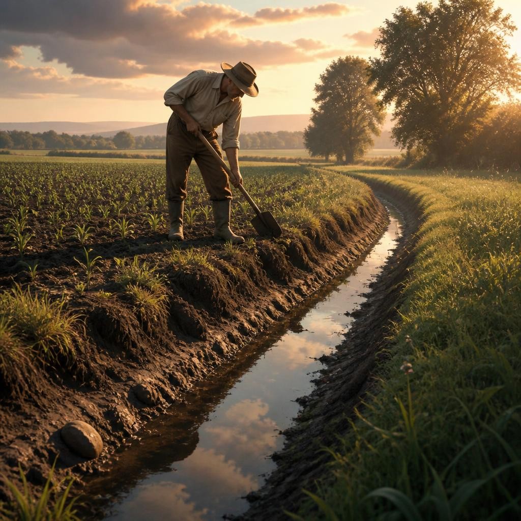 Illustration for the English word “ditch”