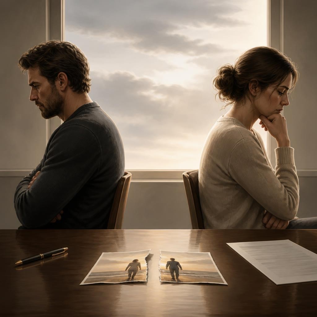 Illustration for the English word “divorce”