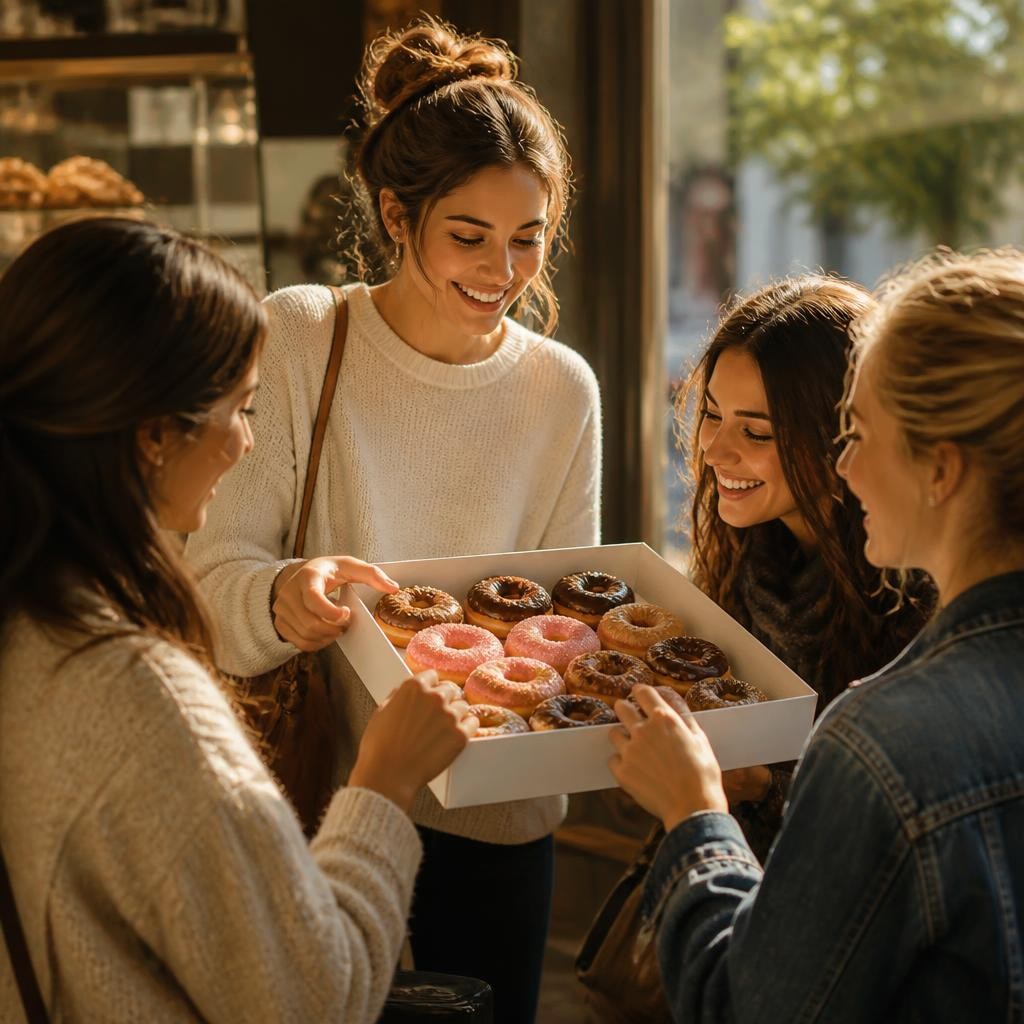 Illustration for the English word “doughnut”