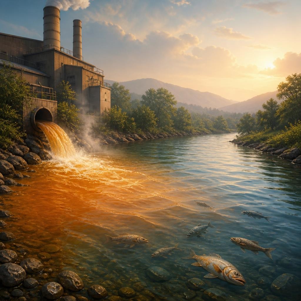 Illustration for the English word “downstream”