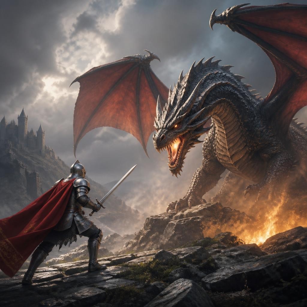 Illustration for the English word “dragon”