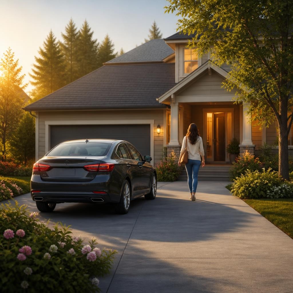 Illustration for the English word “driveway”