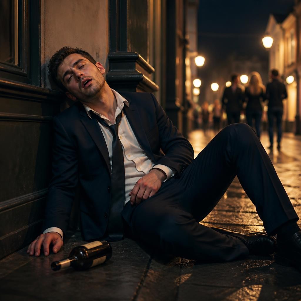 Illustration for the English word “drunk”