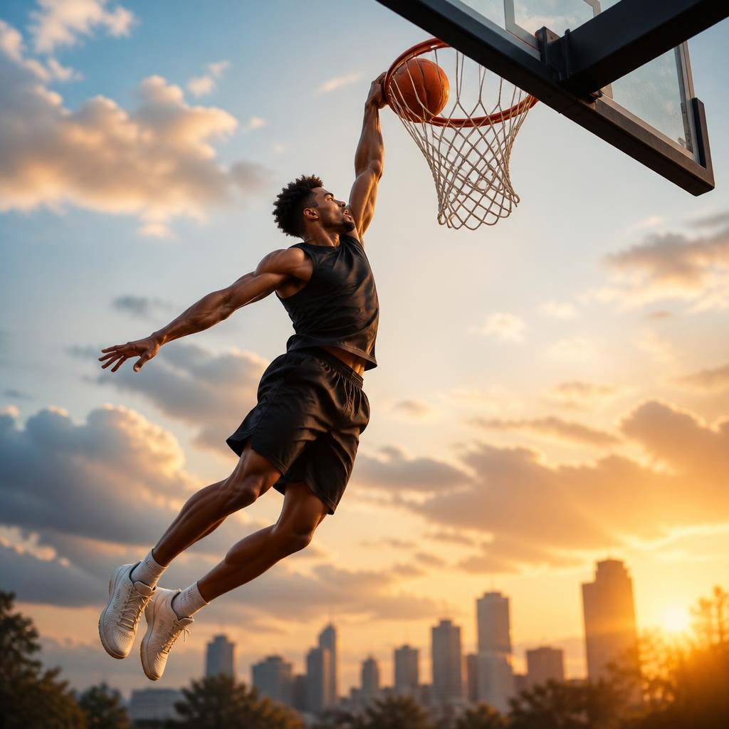 Illustration for the English word “dunk”