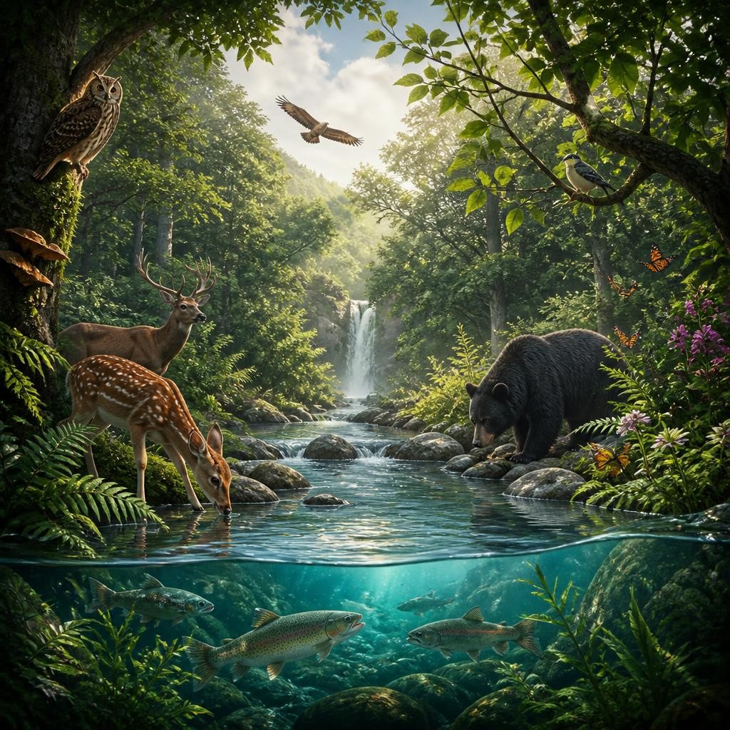Illustration for the English word “ecosystem”