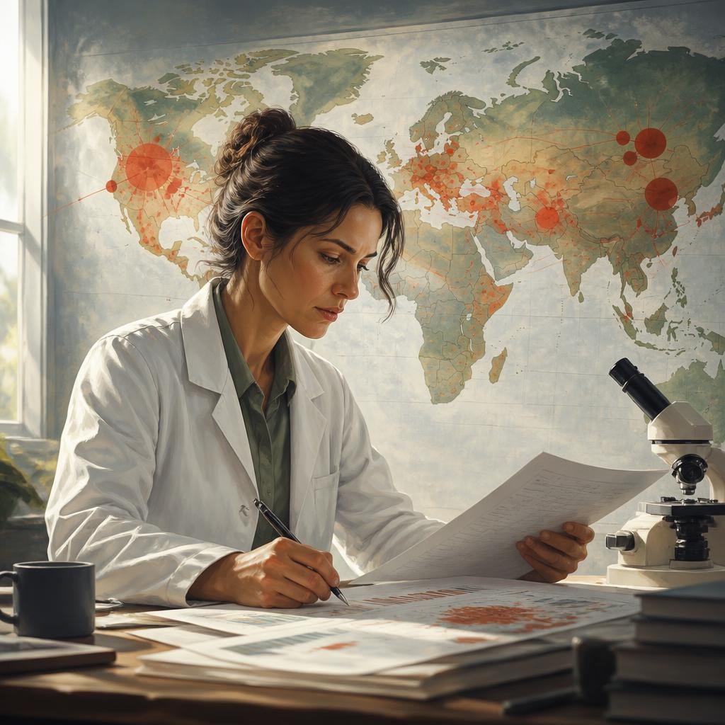 Illustration for the English word “epidemiology”