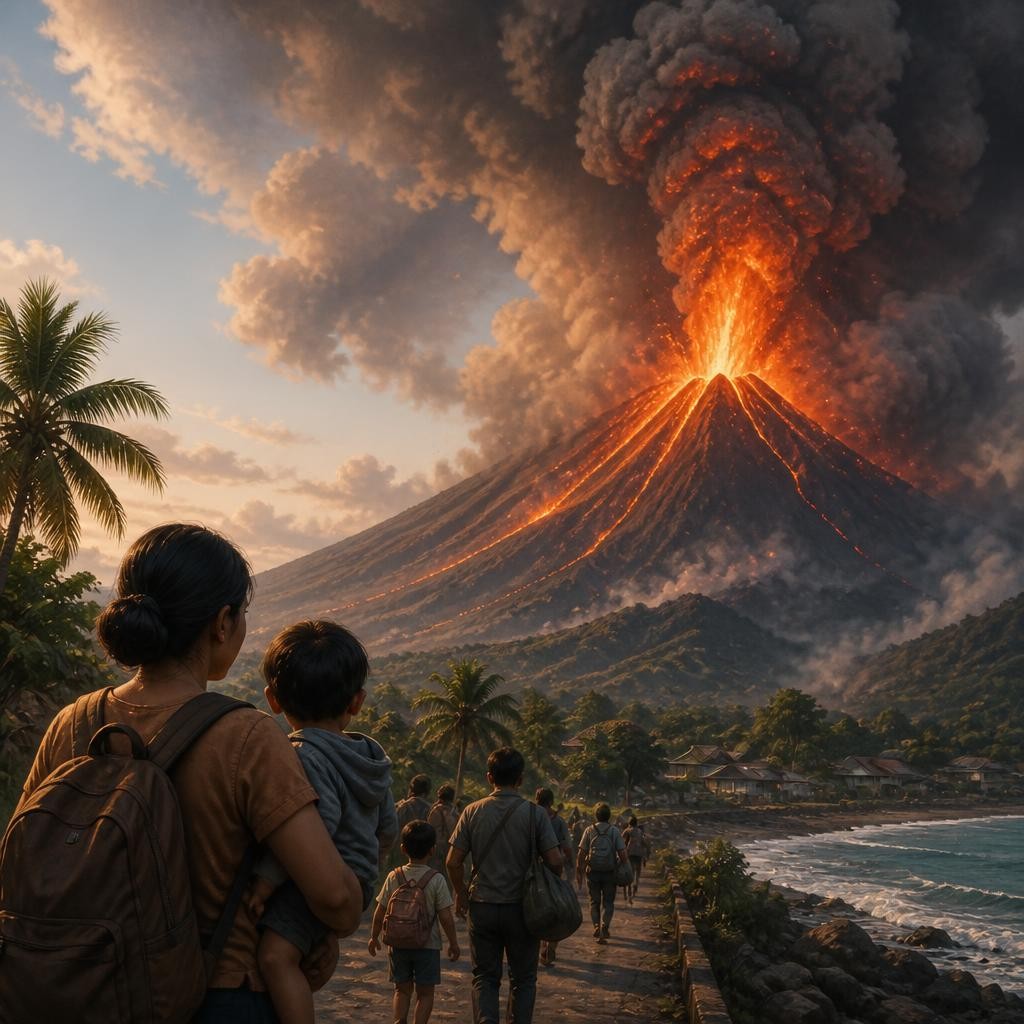 Illustration for the English word “eruption”
