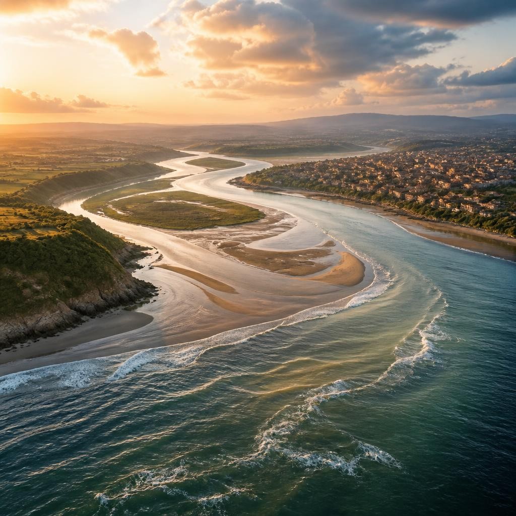 Illustration for the English word “estuary”
