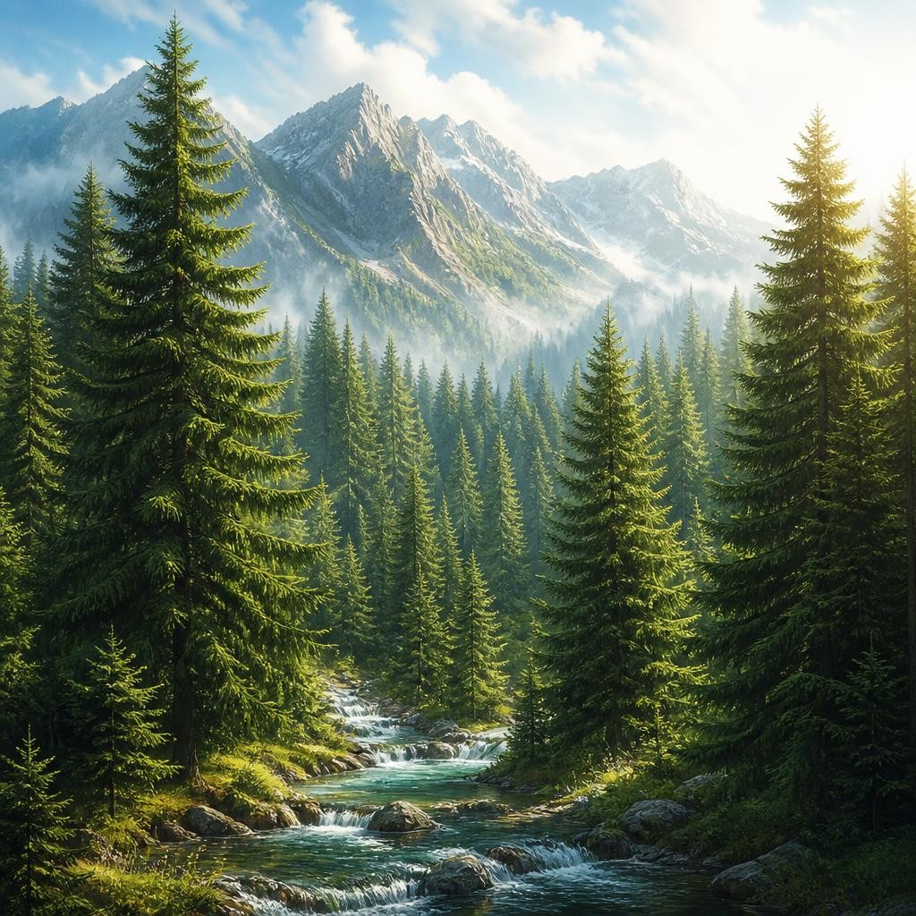 Illustration for the English word “evergreen”
