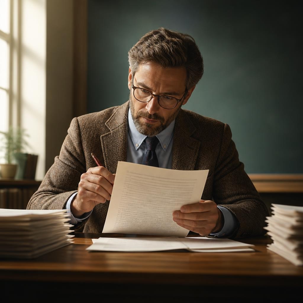 Illustration for the English word “examiner”