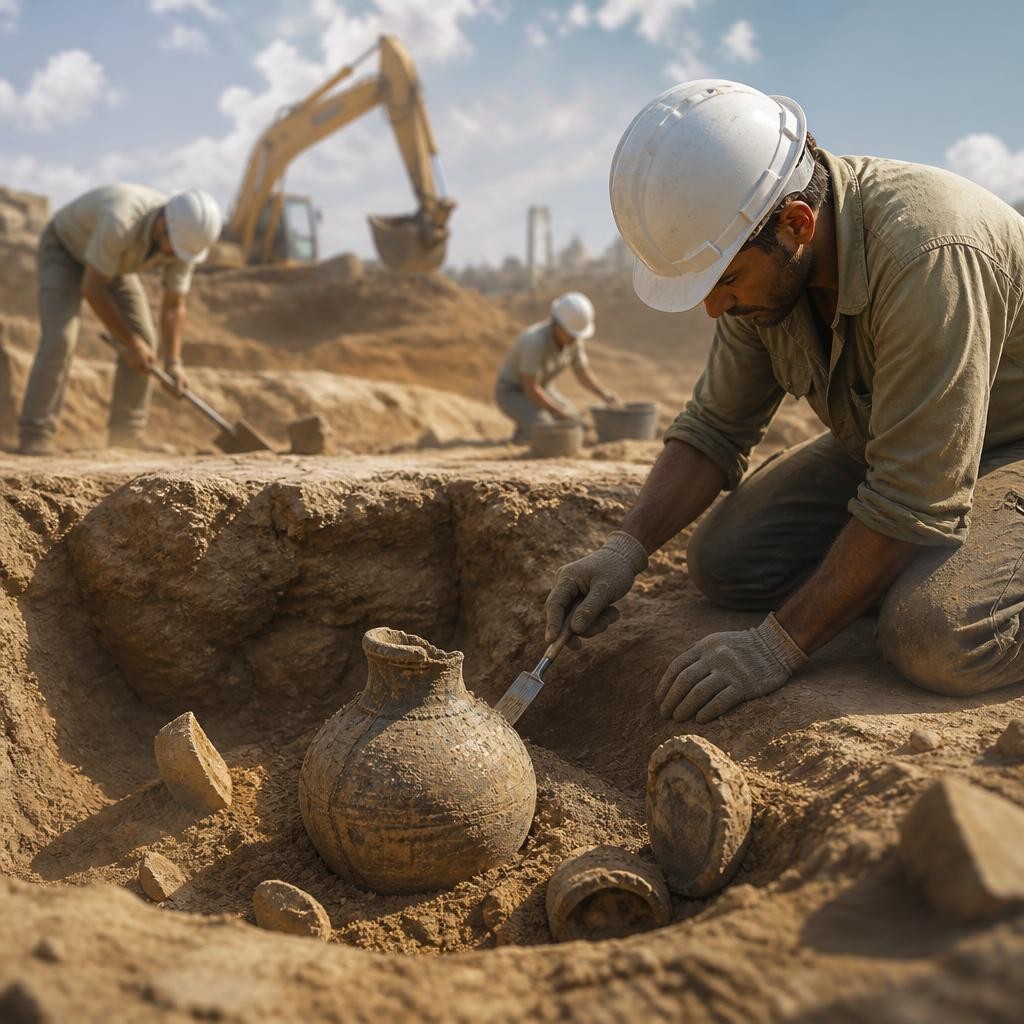 Illustration for the English word “excavation”