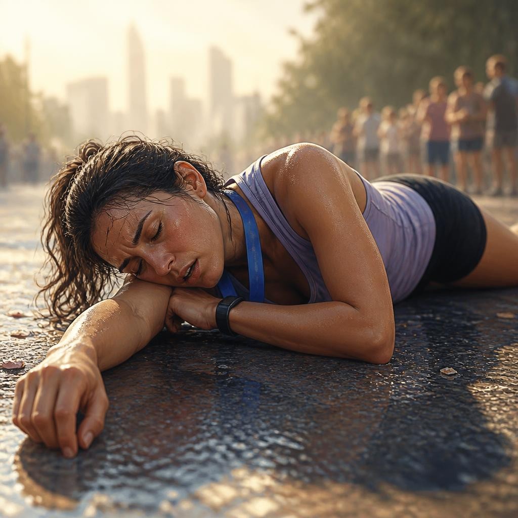 Illustration for the English word “exhaustion”