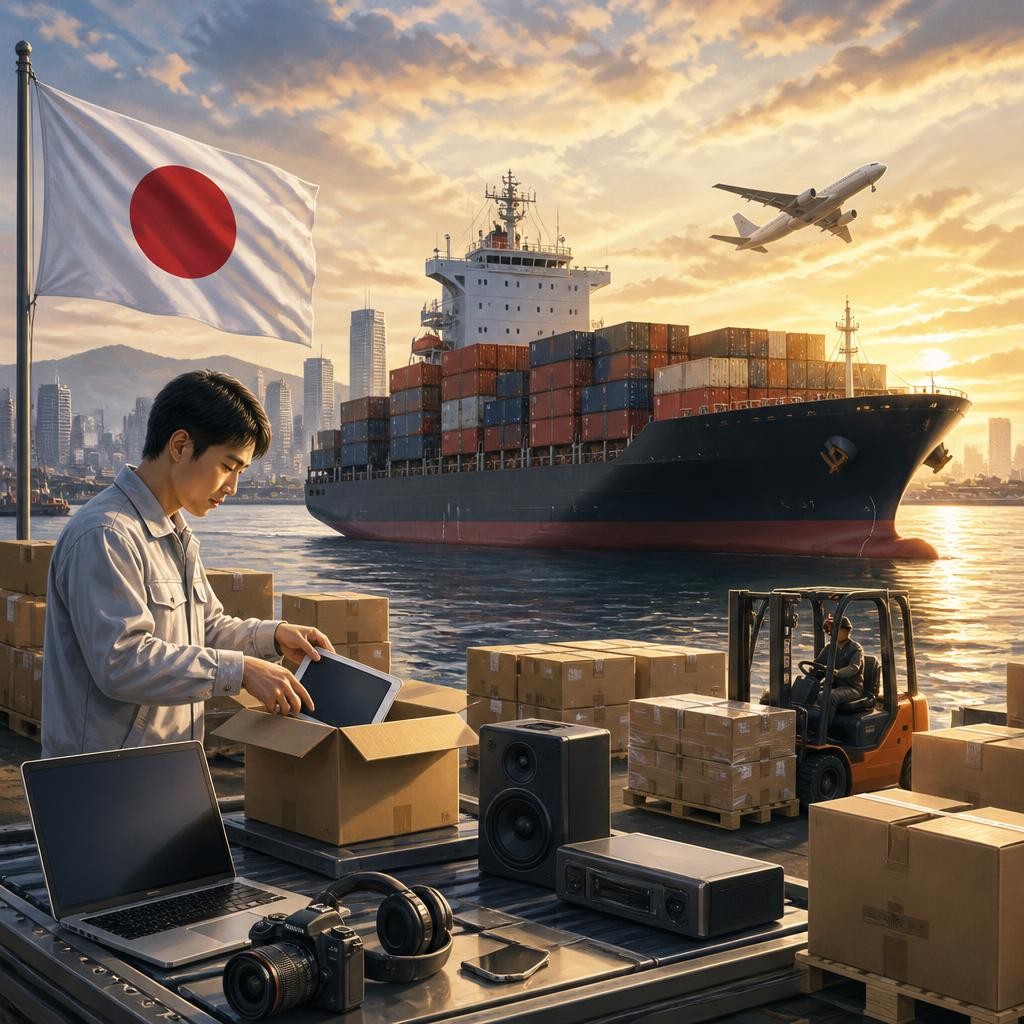 Illustration for the English word “exporter”