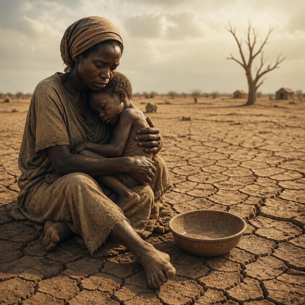 Illustration for the English word “famine”