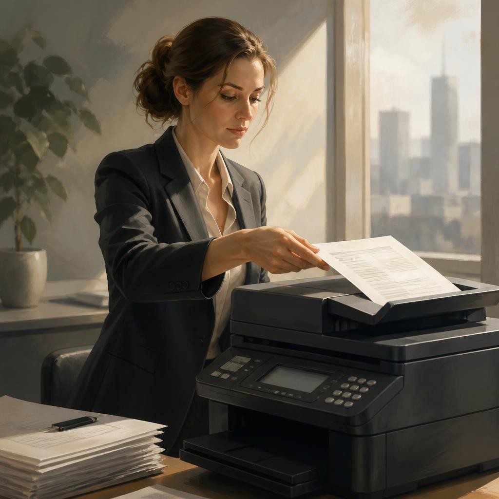 Illustration for the English word “fax”
