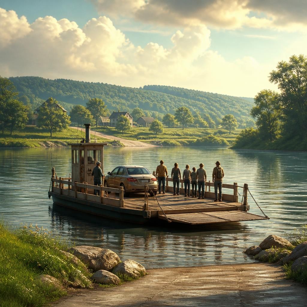 Illustration for the English word “ferry”