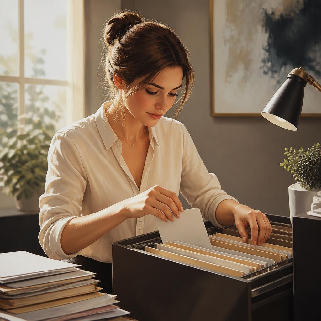 Illustration for the English word “filing”