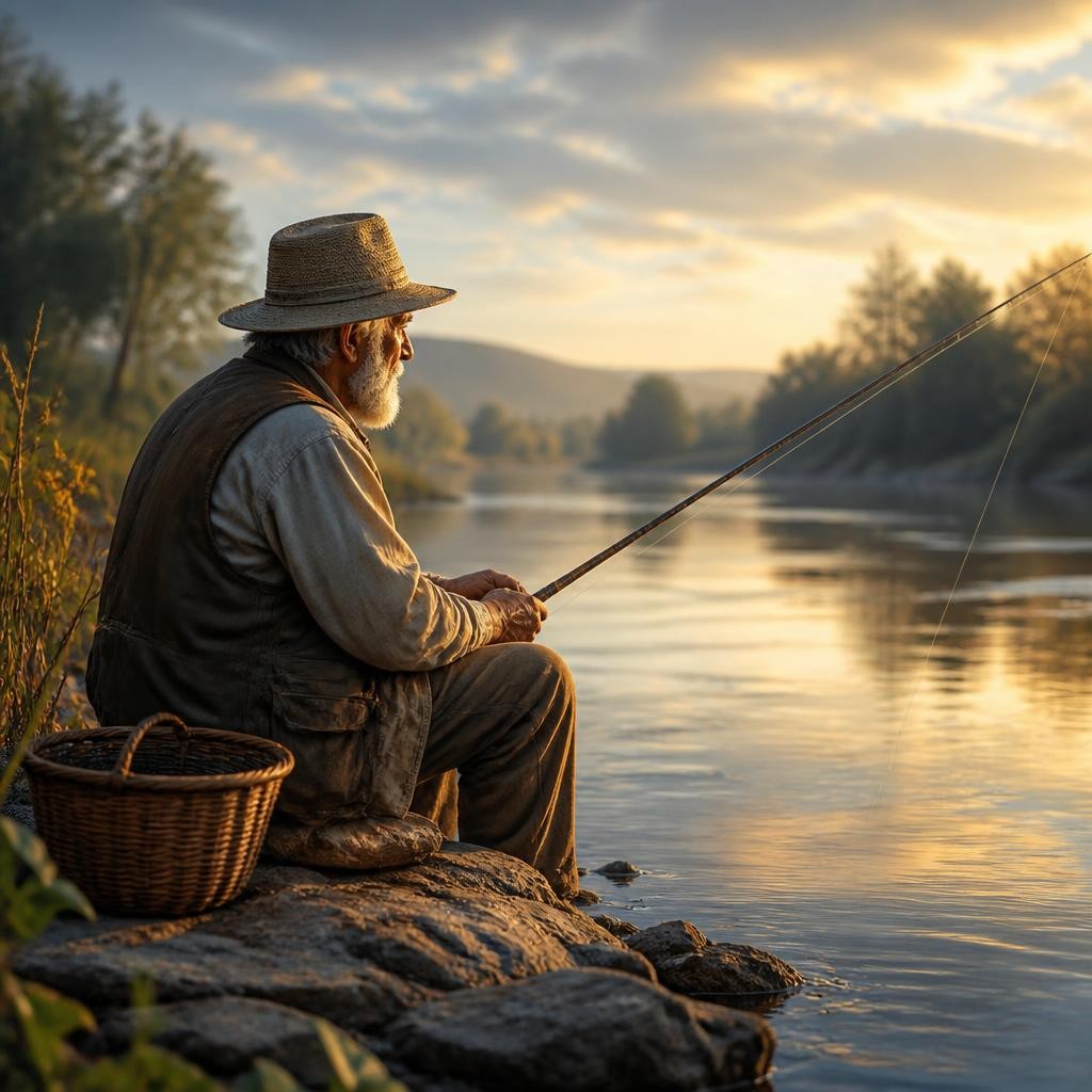 Illustration for the English word “fisher”