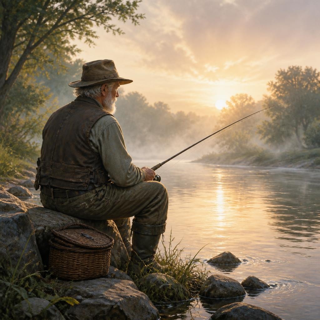 Illustration for the English word “fisherman”