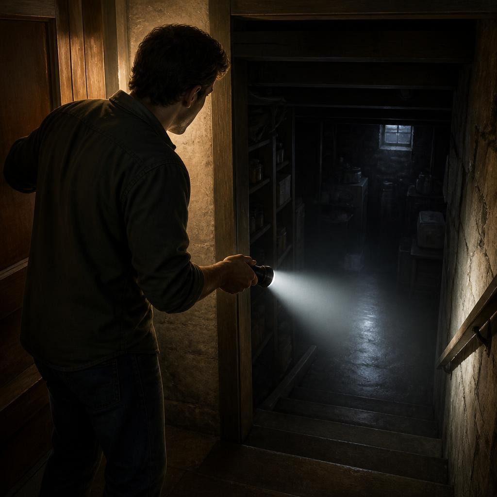 Illustration for the English word “flashlight”