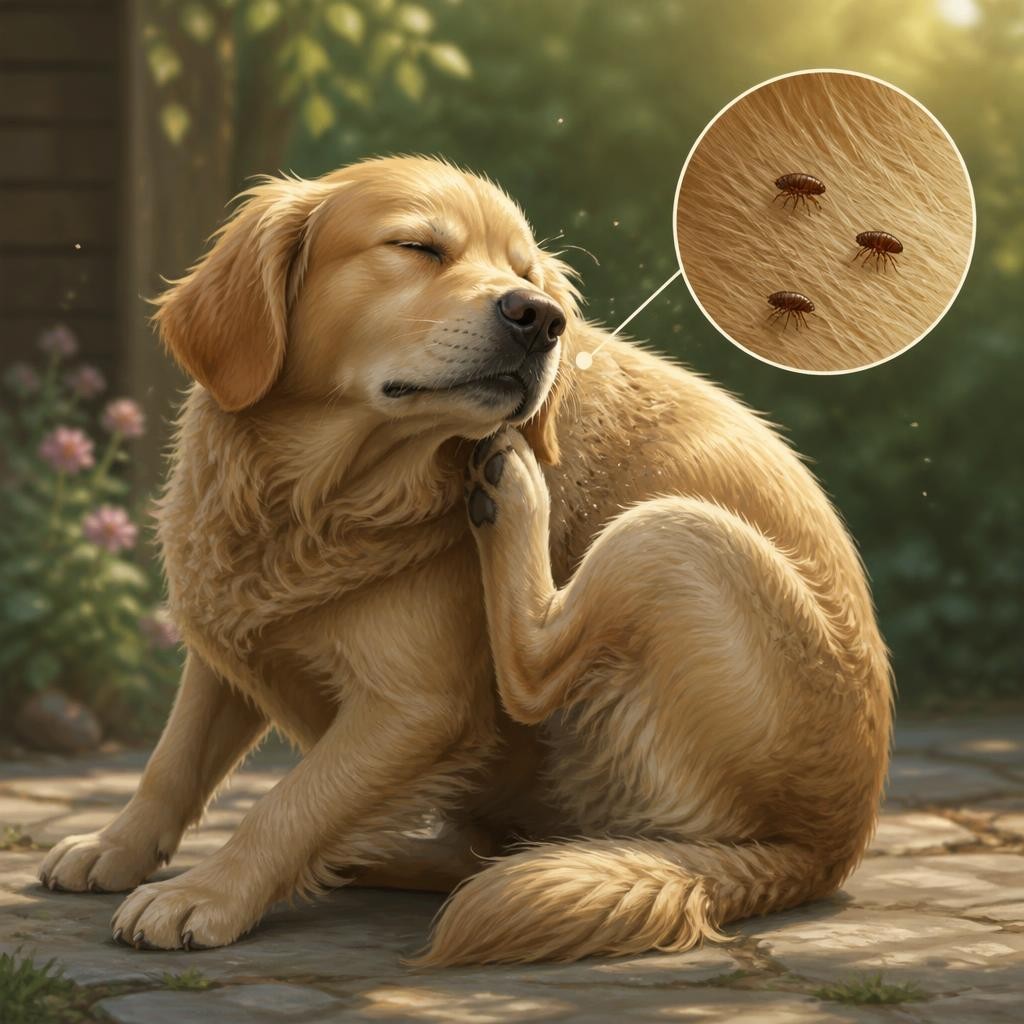 Illustration for the English word “flea”