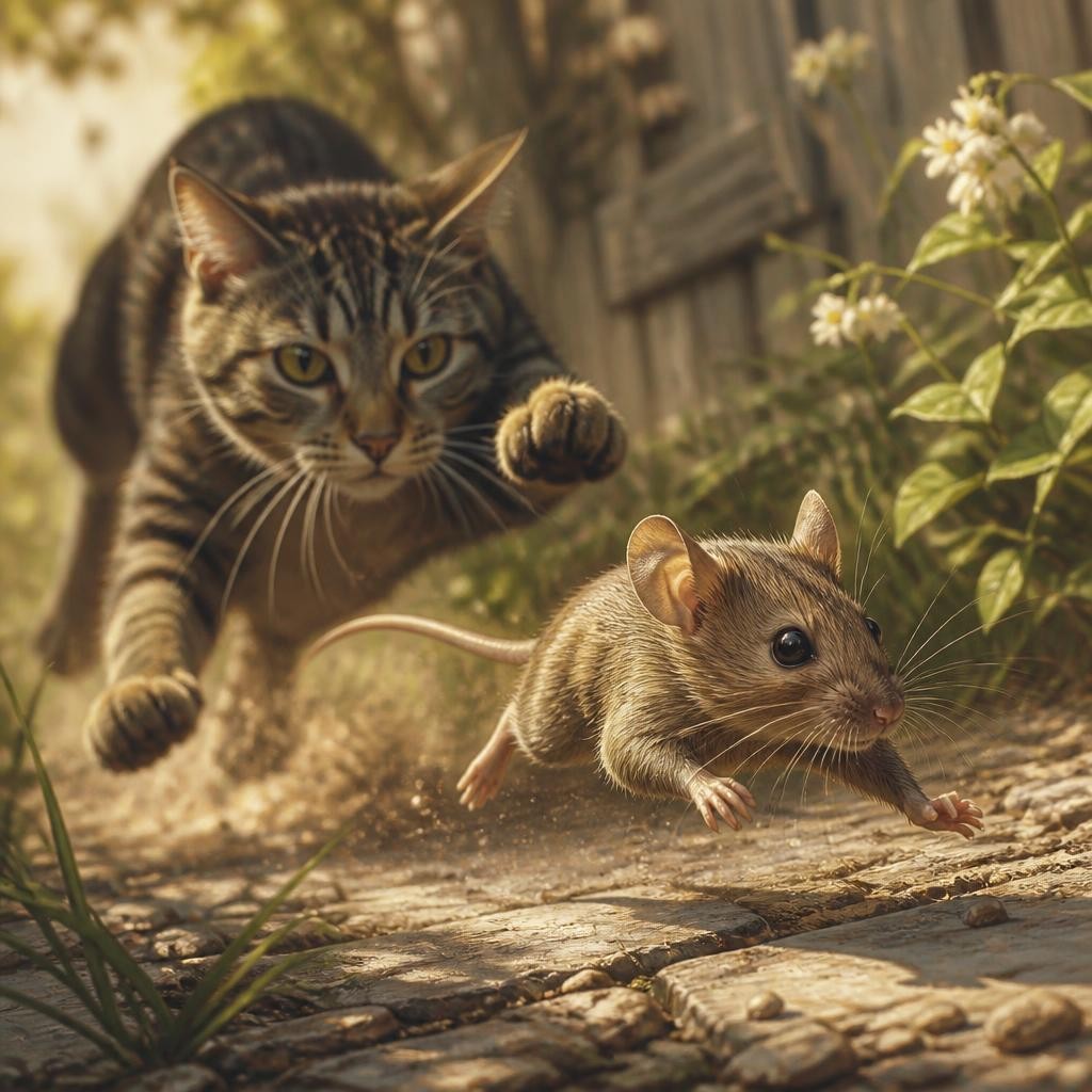 Illustration for the English word “flee”
